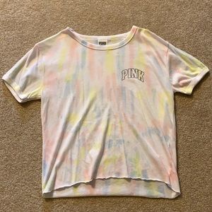 PINK tie dye cropped tee